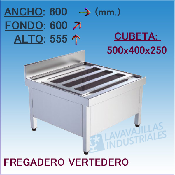 Fregadero Vertedero 600x600x555 mm.
