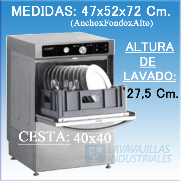 Lavavajillas industrial hostelería 40x40 400 serie MDL electromecánico