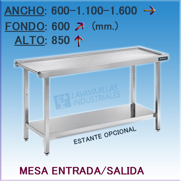 Estante adicional ancho 600 o 700mm para mesa central